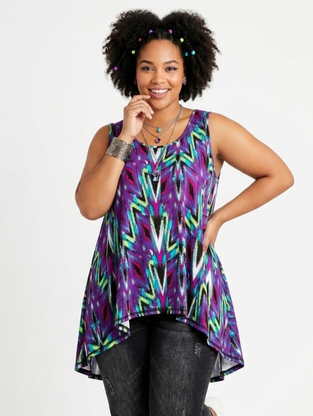 Rafaella Plus Size Jungle Hues Sport Sleeveless Top